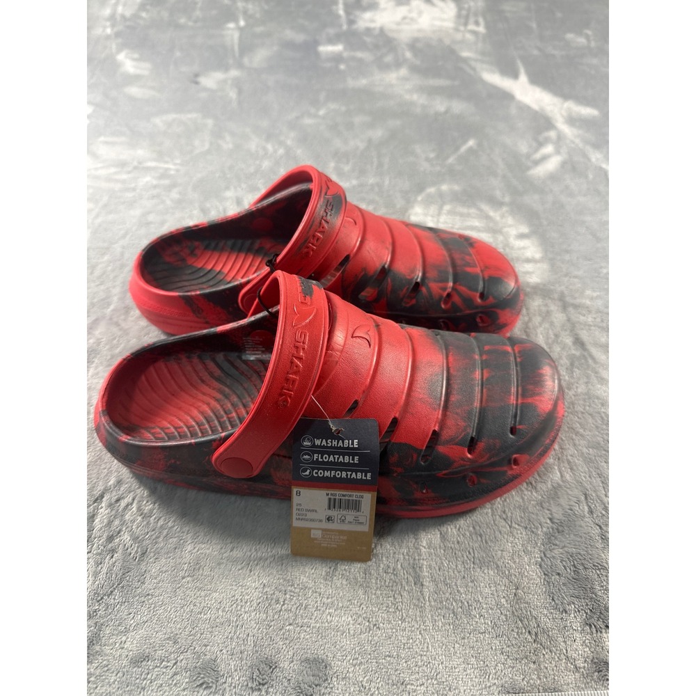 Rugged Shark Mens RGS Comfort Clog Red Swirl Water Active Slip On Shoes Size 8